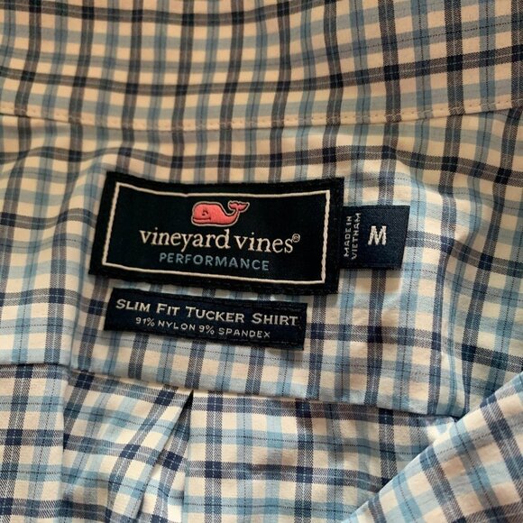 Vineyard Vines Men's Long Sleeve Cotton Blue White Checks Shirt  Size Med - Picture 3 of 6